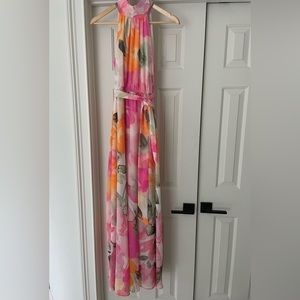 Eliza J floral print halter gown, size 6